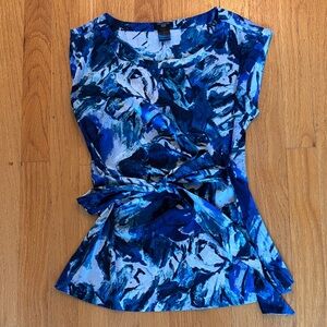 Ann Taylor Blue and White Abstract Blouse